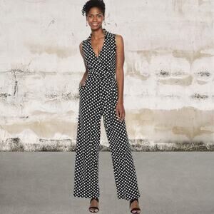 Nina Leonard NWOT Women's Print Surplice Wide-Leg Jumpsuit Size XL